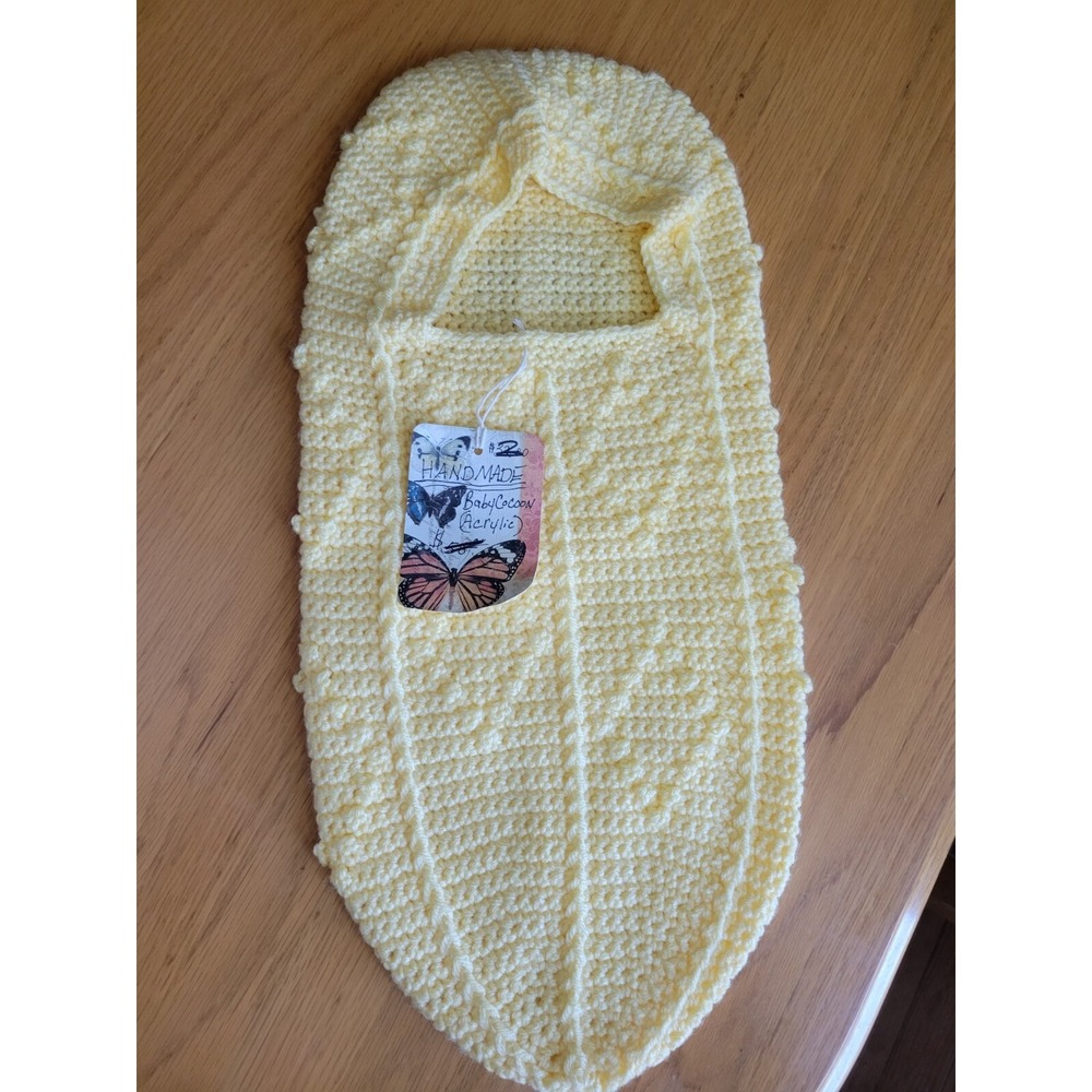 Crochet Knit Baby Cocoon Soft Yellow Photography Prop Newborn Infant